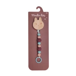 Attache-tétine En Bois Et Silicone Lapin MOULIN ROTY Après La Pluie -Magasin de jouets attache tetine en bois et silicone lapin moulin roty apres la pluie 2
