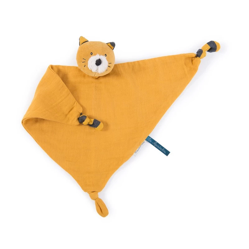 Doudou Lange Chat Moutarde MOULIN ROTY Les Moustaches 3 Doudou Lange Chat Moutarde MOULIN ROTY Les Moustaches