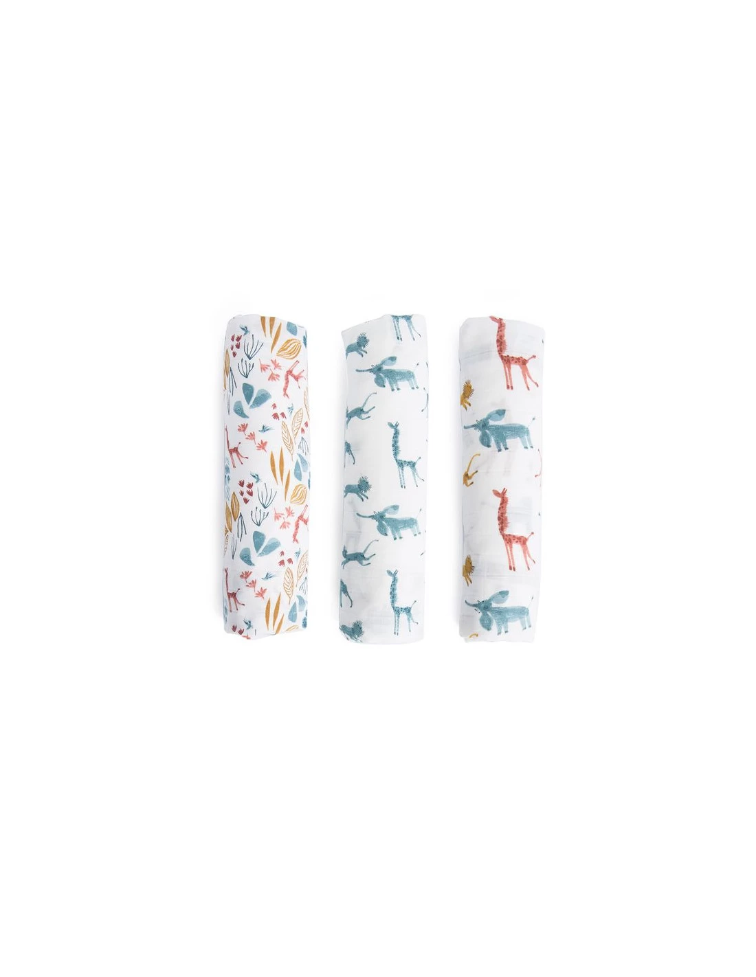 Set De 3 Langes Imprimés En Coton Bio Sous Mon Baobab - Moulin Roty 4 Set De 3 Langes Imprimés En Coton Bio Sous Mon Baobab - Moulin Roty – Image 2