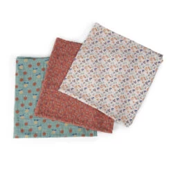 Set De 3 Langes Imprimés MOULIN ROTY Pomme Des Bois -Magasin de jouets set de 3 langes imprimes moulin roty pomme des bois 2
