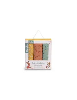 Set De 3 Langes Imprimés Trois Petits Lapins - Moulin Roty