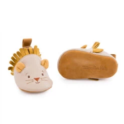 Chaussons En Cuir Lion 0/6m MOULIN ROTY Sous Mon Baobab -Magasin de jouets smb chaussons cuir oie bleu 1